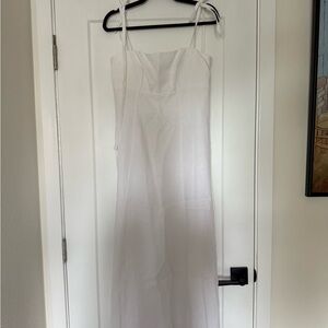 White Linen Reformation dress with Bow Straps